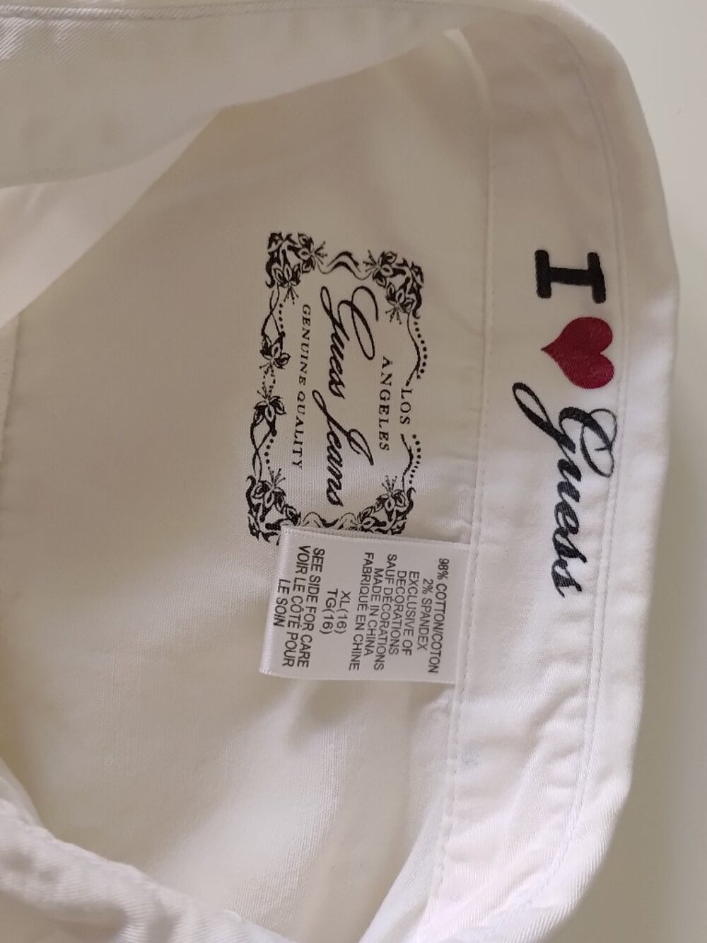 Guess Junior XL (16) Cotton White Long Sleeve Button Down Shirt - Picture 4 of 14